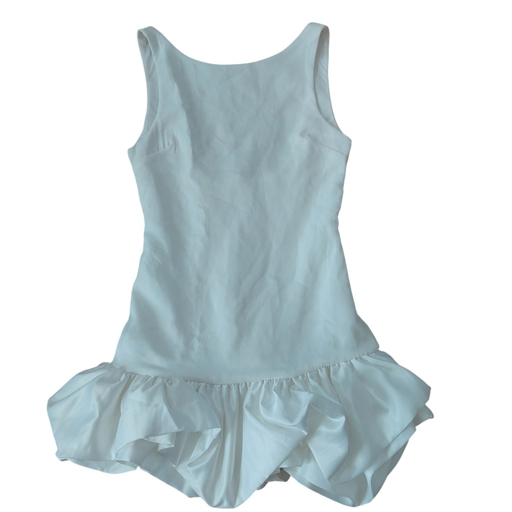 White Sleeveless Bubble Hem‎ Romper Skort Mini Dress Party Bridal Size XS